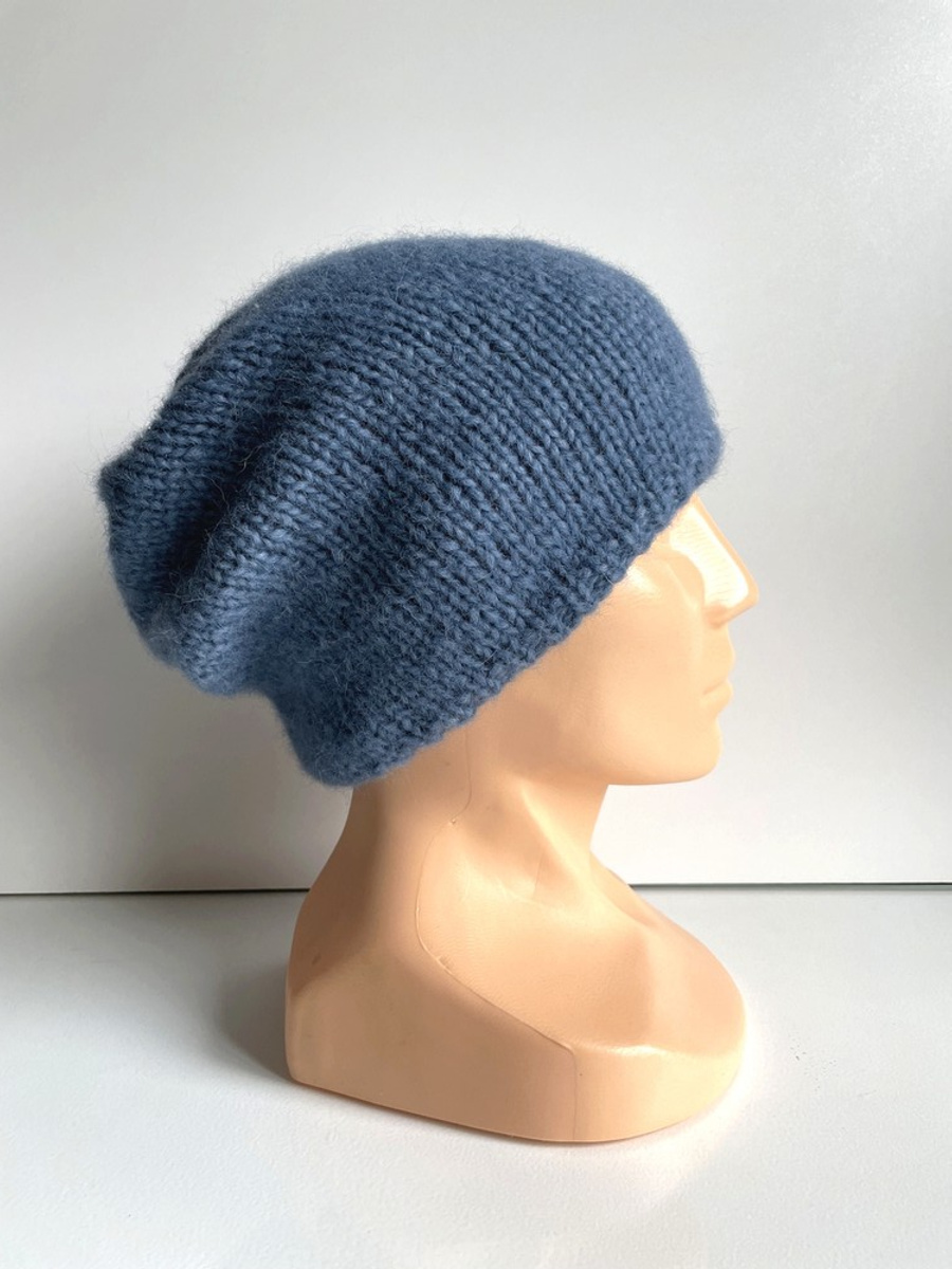 CHMURKA handgemachte Beanie-Mütze aus Alpaka 17 Jeans niebieski