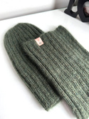 Ręcznie robiony KOMIN 100% Baby Merino plus moher i jedwab 52/35 Czekolada mleczna 35 cm długości