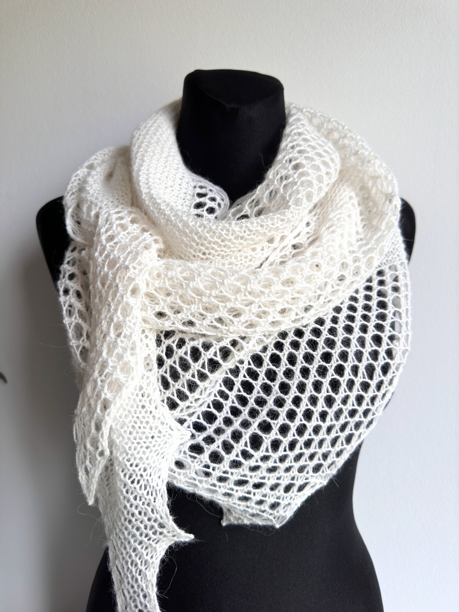 Hand-Knitted Shawl in 100% Alpaca Wool – CHOOSE YOUR COLOR