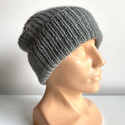 AUREA – czapka beanie handmade baby merino + moher i jedwab 50/10 Zielona Szałwia