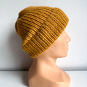KIARA – czapka wywijana z alpaki 100% 2923 Złoty Żółty, jesienno-zimowa