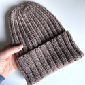 HELLI – czapka beanie wywijana z wełny baby merino 100% 17 beż, jesienno-zimowa, unisex