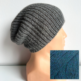 KIARA – czapka beanie z alpaki 100% 7240 niebieski petrol, jesienno-zimowa