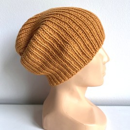 NANA – czapka beanie z wełny baby merino 56 Mandarynka, jesienno-zimowa
