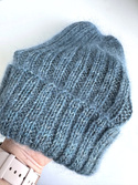 DAISY – czapka beanie handmade baby merino + moher i jedwab Głębia Oceanu