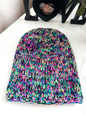 Czarna tęcza – czapka smerfetka merino 21 Czarny multicolor, zimowa, handmade