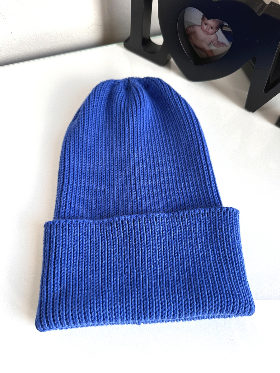 VARELLA Beanie-Mütze mit Umschlag 100% Baby-Merinowolle 33 leuchtend blau