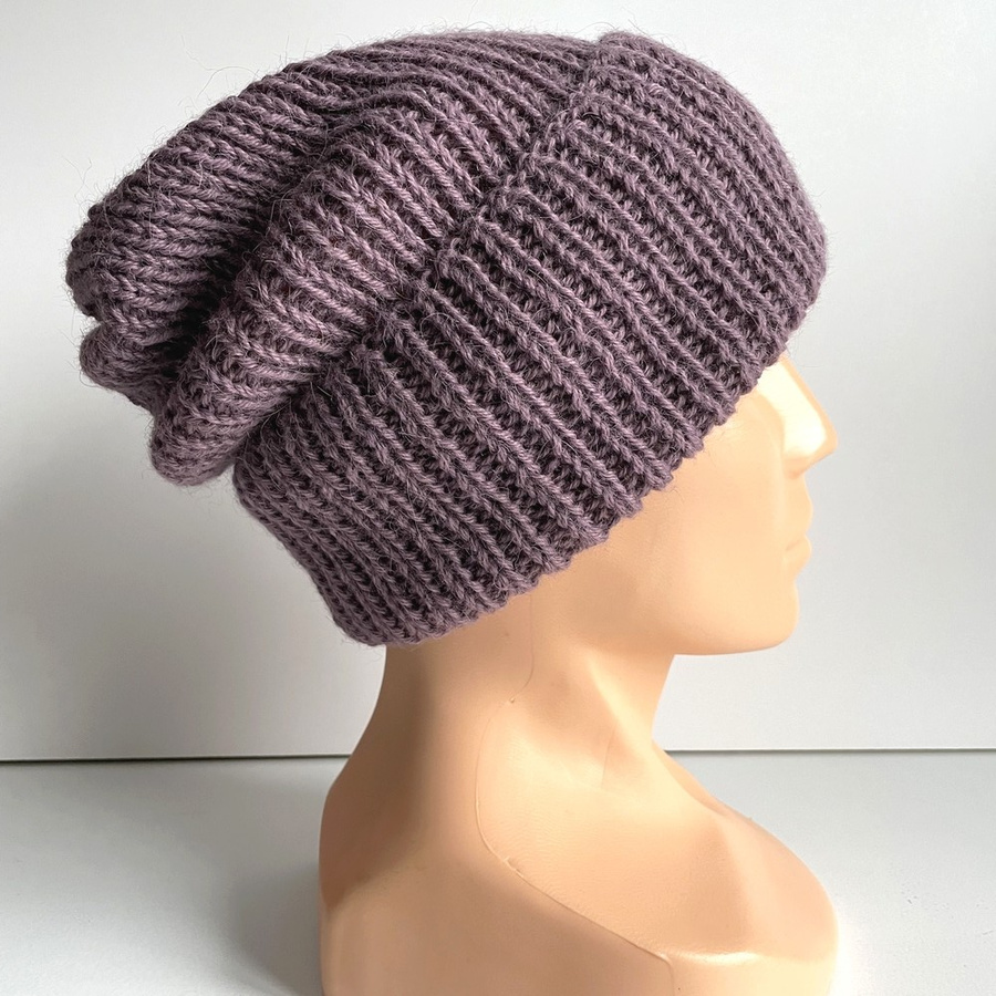 KIARA – czapka wywijana z alpaki 100% 3800 fiołkowo różowy damska zimowa