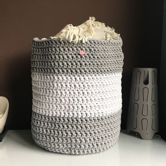 Kosz ze sznurka bawełnianego XXL biały 000 szary 125 35x40 cm