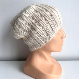 LAURIN – czapka z alpaki bez wywinięcia 100 ecru