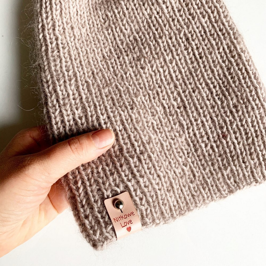 AUREA – czapka beanie handmade baby merino + moher i jedwab damska 23/20 Jasny Beż