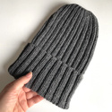 HELLI – czapka beanie wywijana z wełny baby merino 20 Ciemny szary