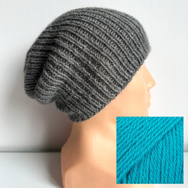 KIARA – czapka z alpaki 100% beanie 2918 niebiesko‑turkusowy ciemny