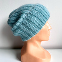 MARGARET – ręcznie robiona czapka wywijana alpaka + moher i jedwab 2917/58 Turkusowy