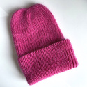 AUREA – ręcznie robiona ciepła czapka beanie baby merino + moher i jedwab damska / dziecięca 08/13 Fuksja