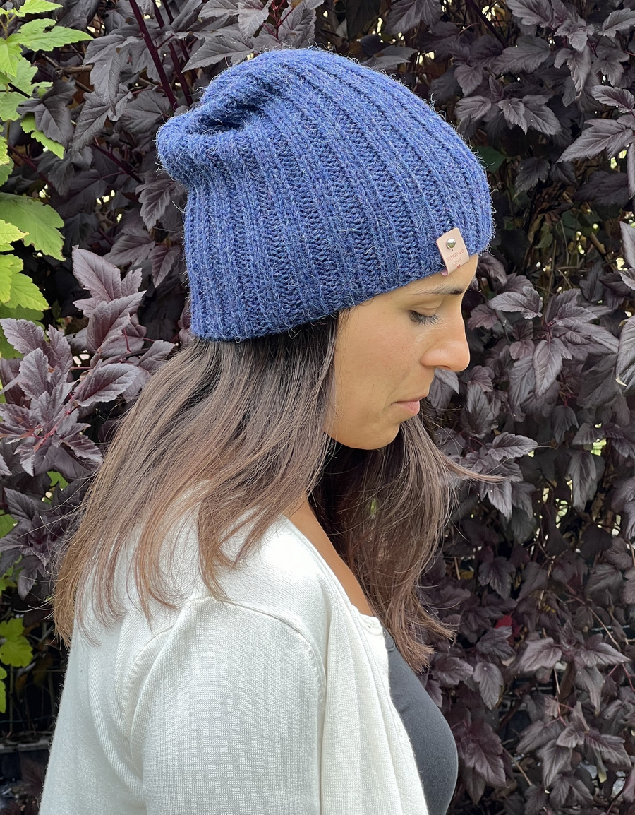 LAURIN – czapka z 100% alpaki bez wywinięcia 6360 nocne niebo