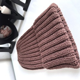 HELLI – czapka beanie z wełny baby merino 52 Czekolada, wywijana, jesienno-zimowa, unisex