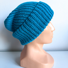 NANA – czapka wywijana beanie z wełny 100% baby merino 32 turkusowy