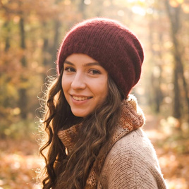 CHMURKA Handmade Alpaca Beanie 57 Burgundy
