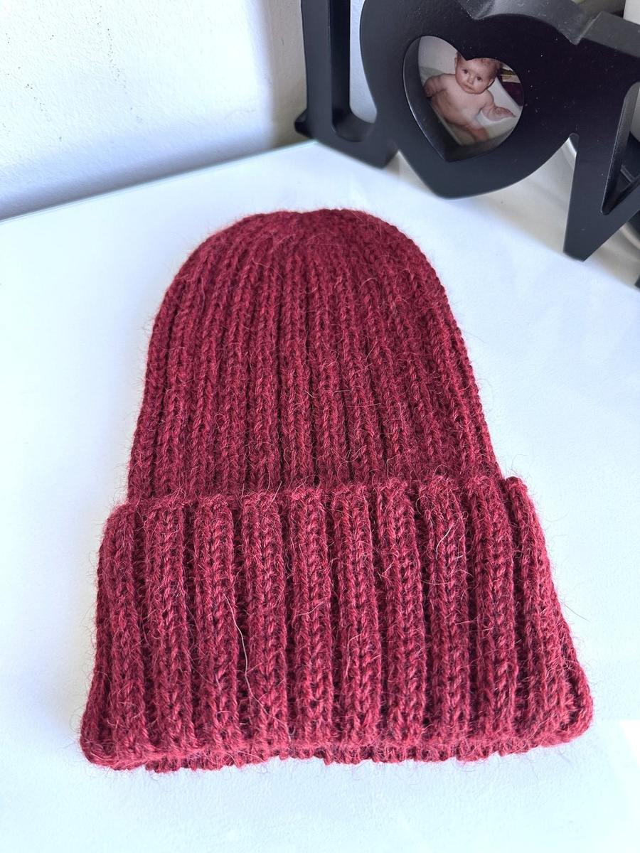 LAURIN Turn-Up Beanie 100% Alpaca 3650 Burgundy