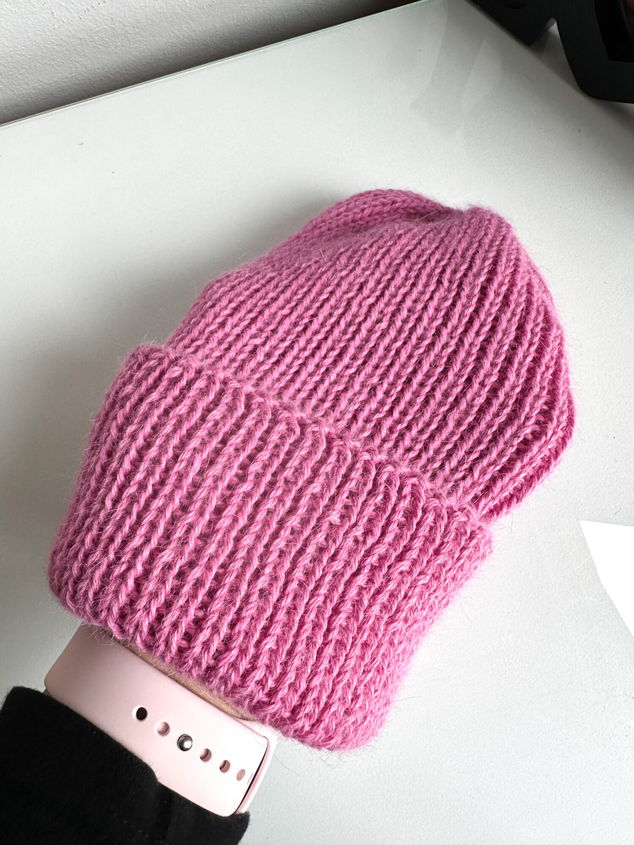 KIARA – czapka wywijana z alpaki 100% 9034 płatek róży zimowa