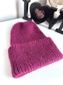 AUREA – czapka beanie handmade baby merino + moher i jedwab damska dziecięca 34/17 Wrzos
