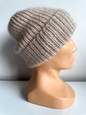 AUREA – ręcznie robiona czapka beanie baby merino + moher i jedwab dziecięca/damska 56/59 Marcepan