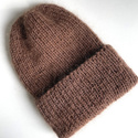 AUREA – czapka beanie handmade baby merino + moher i jedwab 52/35 Czekolada