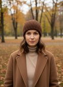 HELEN Turn-Up Beanie 100% Alpaca 9041 Copper Brown