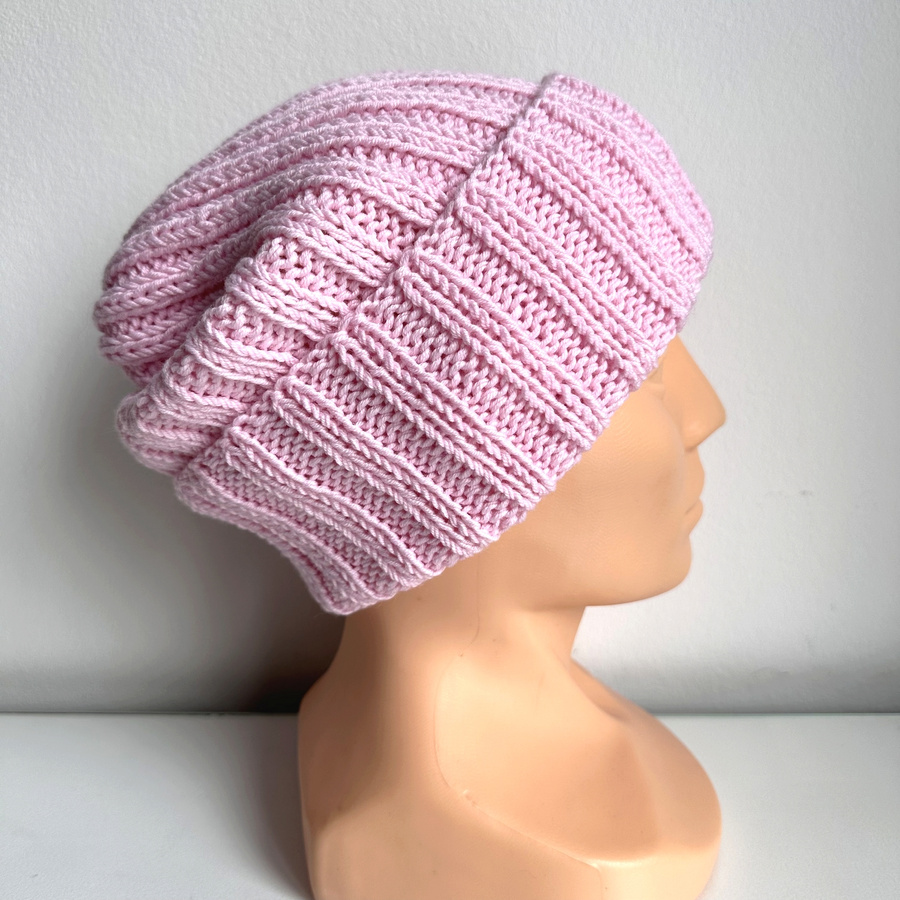 HELLI Beanie-Mütze mit Umschlag aus Baby-Merinowolle 05 Hellrosa