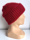 AUREA – ręcznie robiona ciepła czapka beanie z baby merino + moher i jedwab damska / dziecięca 16/14 Czerwony