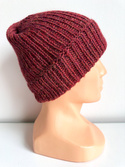 KIARA – czapka wywijana z alpaki 100% 5565 bordowo‑brązowy, jesienno‑zimowa