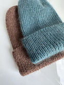 AUREA – ręcznie robiona czapka beanie merino + moher i jedwab damska / dziecięca 47/37 Morze Północne