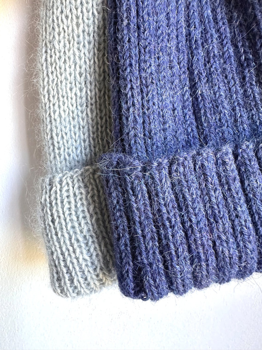 Ręcznie robiona Czapka wywijana LAURIN 100% Alpaka 6360 Nocne Niebo