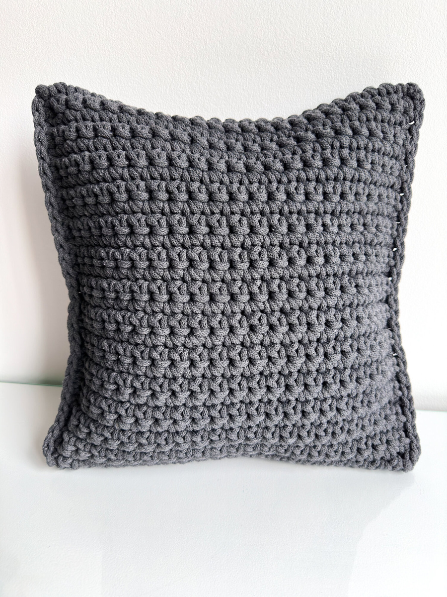 Poduszka ze sznurka bawełnianego KARO 800 jeans 40x40 cm