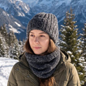 LAURIN Mütze mit Umschlag aus Alpaka 100% Alpaka 506/100 Dunkelgrau