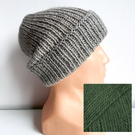 Czapka wywijana zrobiona ręcznie na drutach KIARA 100% Alpaka 501 Jasny Szary