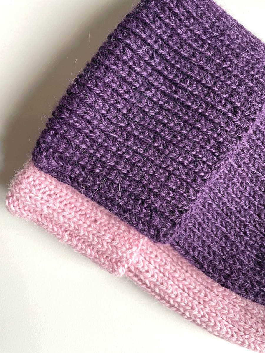 KIARA – czapka z alpaki damska 100% alpaka 4400 ciemny fiolet, zimowa wywijana