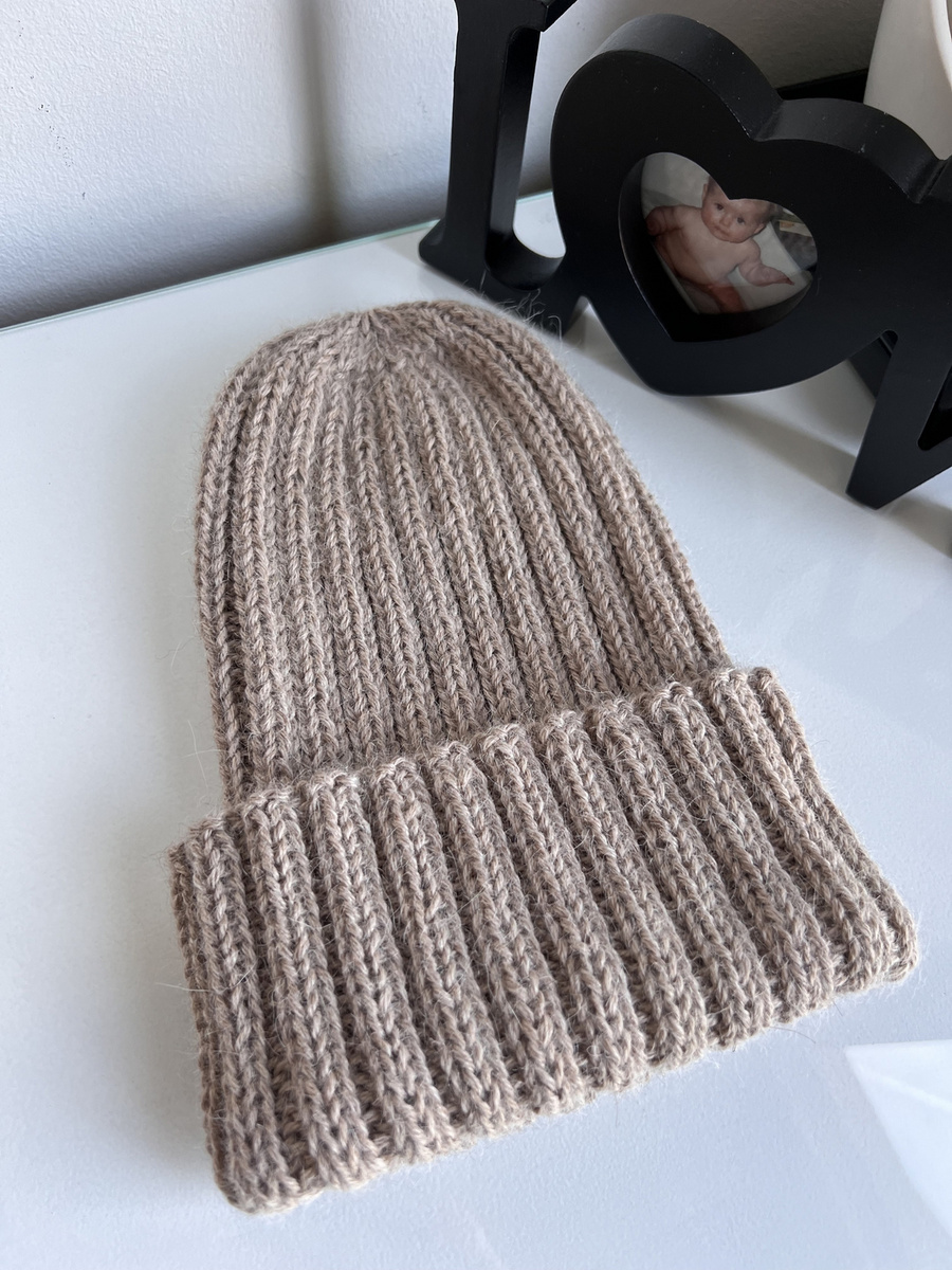 Ręcznie robiona Czapka wywijana LAURIN 100% Alpaka 2020 Jasny