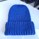 JANKA – gruba czapka zimowa z wełny 104 kobalt, handmade