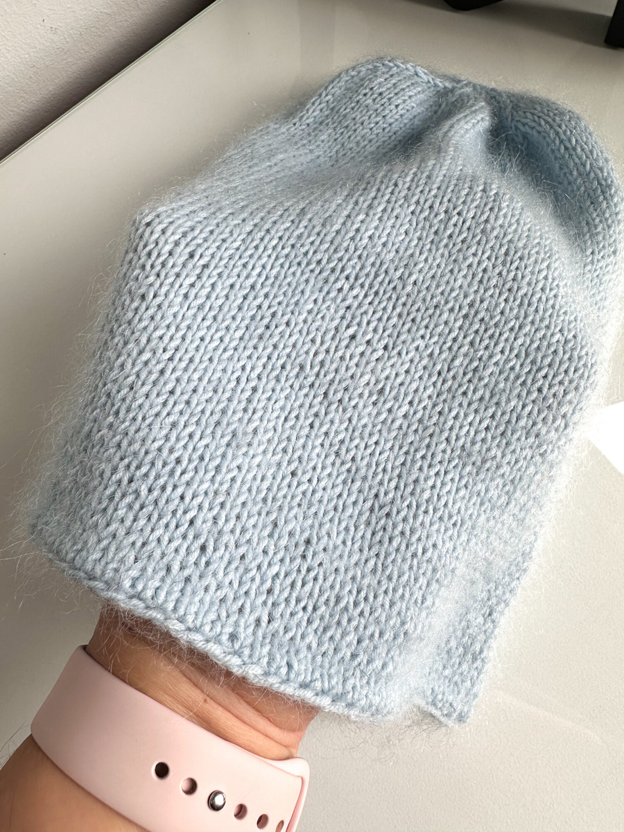 SOPHIA – czapka beanie handmade baby merino + moher i jedwab damska 11/07 Błękitny Stalowy
