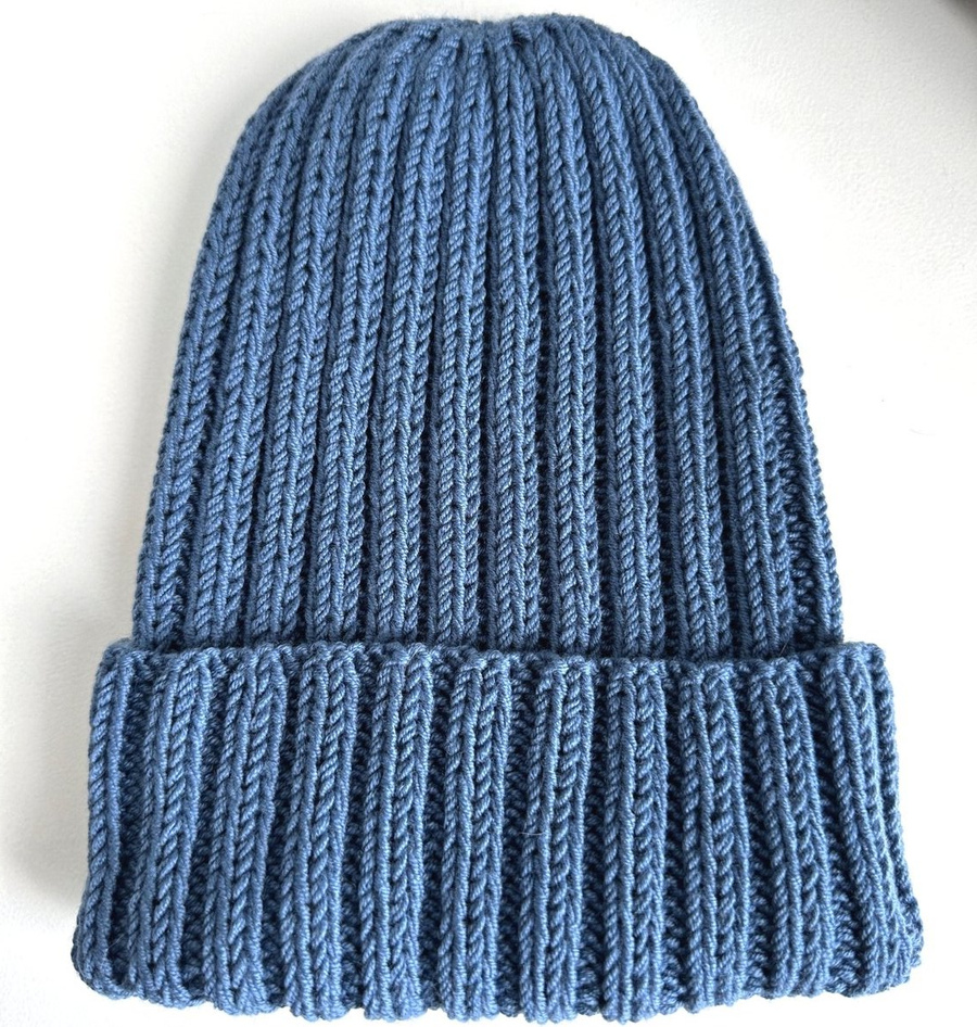 HELLI – czapka merino wywijana 100% Baby Merino 42 Petrol niebieska