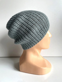 KIARA Alpaca Beanie without a Turn-Up Cuff 100% 7139 Niebieski Mineralny