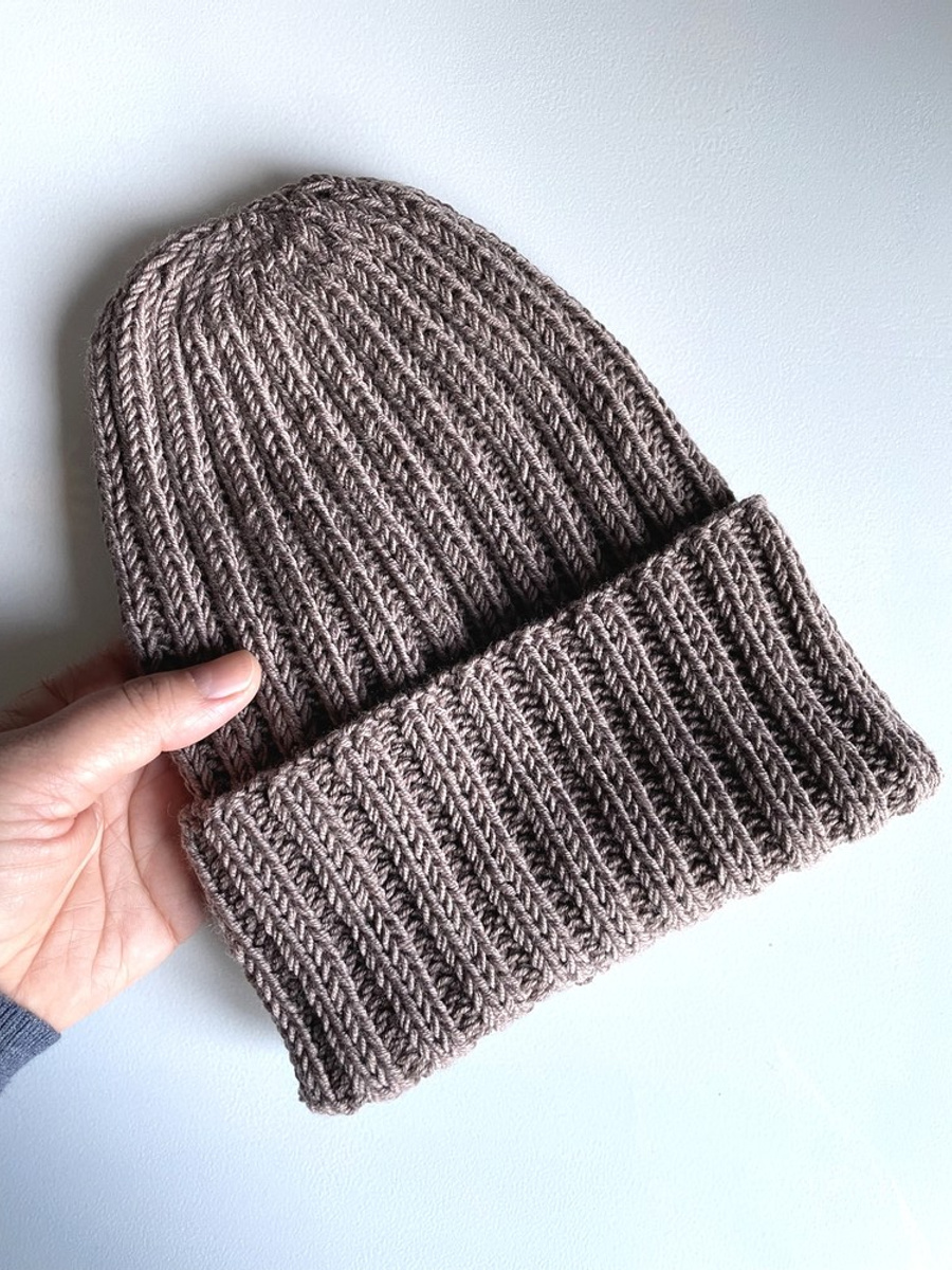 HELLI – czapka beanie wywijana z wełny baby merino 100% 17 beż, jesienno-zimowa, unisex