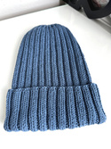 HELLI – czapka merino wywijana 100% Baby Merino 42 Petrol niebieska