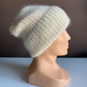AUREA – ręcznie robiona czapka beanie baby merino + moher i jedwab damska/dziecięca 02/01 Ecru