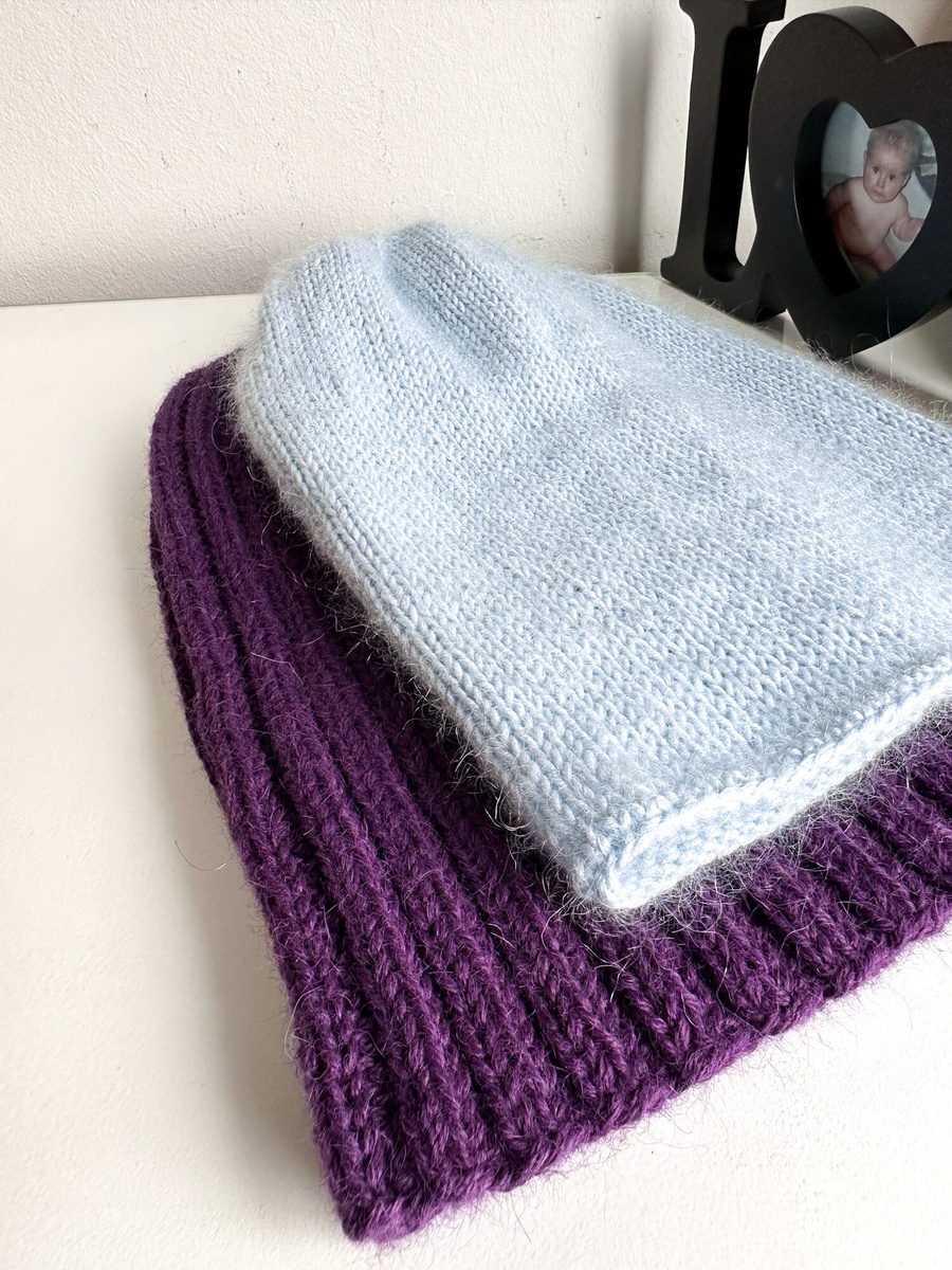 SOPHIA – czapka beanie handmade baby merino + moher i jedwab damska 11/07 Błękitny Stalowy