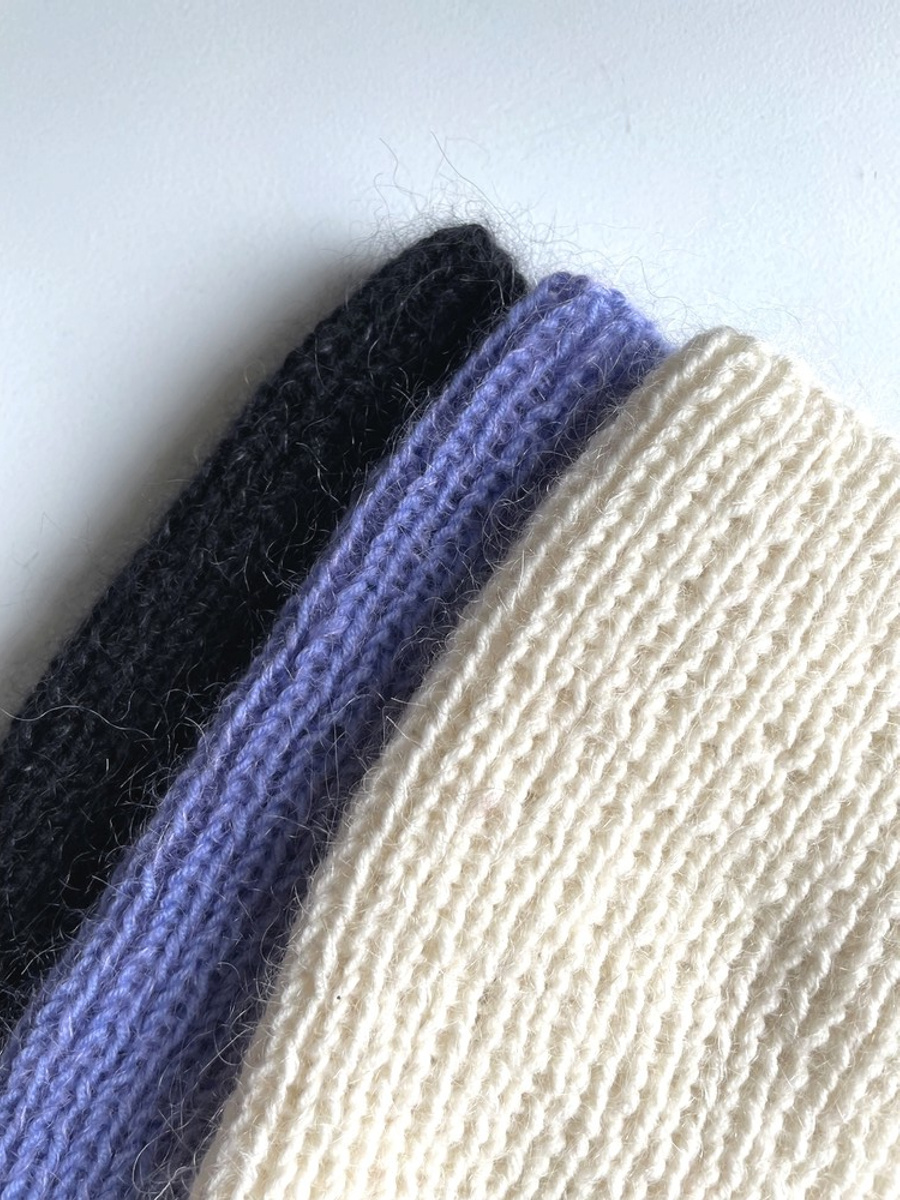 Handmade women’s hat AUREA 100% Baby Merino plus mohair and silk 02/01 Ecru