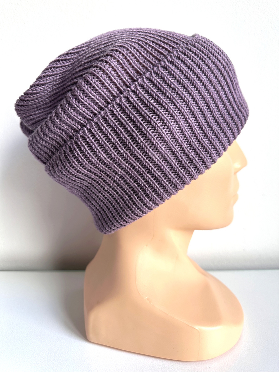 VARELLA Beanie-Mütze mit Umschlag 100% Baby-Merinowolle 40 Ametyst Violett