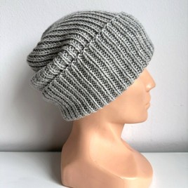 NANA – czapka wywijana beanie z wełny 100% baby merino 22 jasny szary